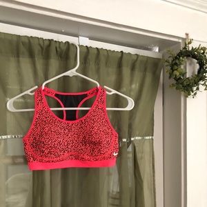 Nike coral/pink leopard print sports bra, small.